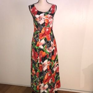 Colorful flower print long dress